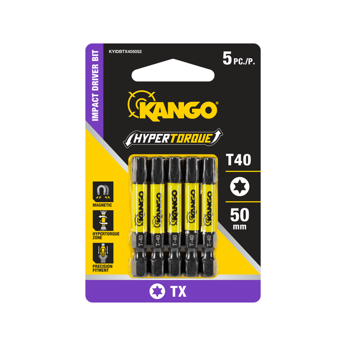 Kango 50mm TX40 HyperTorque Impact Driver Bit - 5 Pack