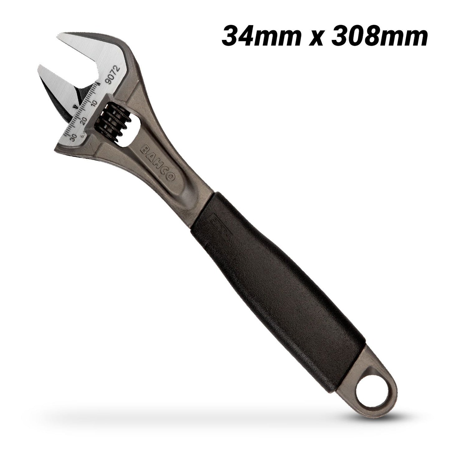Bahco 9073 ERGO™ 34mm x 308mm Central Nut Adjustable Wrench with Rubber Handle and Phosphate Finish