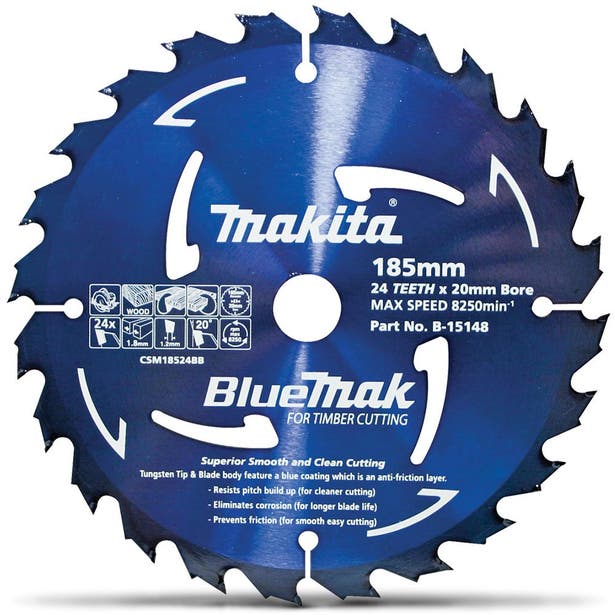 MAKITA 185mm 24T TCT Circular Saw Blade for Wood Cutting - BLUEMAK B-15148-20