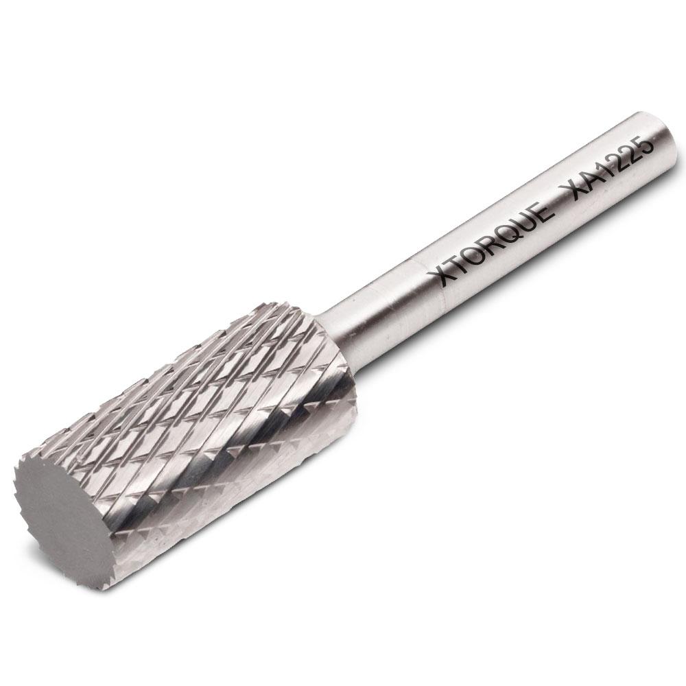 Xtorque XA1225 12mm x 25mm 1/4" Shank Tungsten Carbide Cylindrical Plain End Double Cut Burr