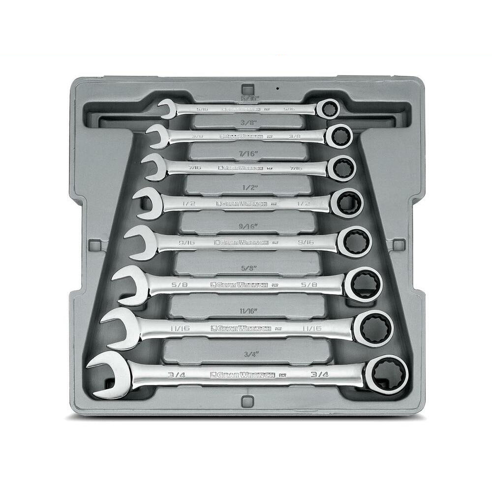 GEARWRENCH 9308D 8pce 12PT Ratcheting Combination SAE Wrench Set