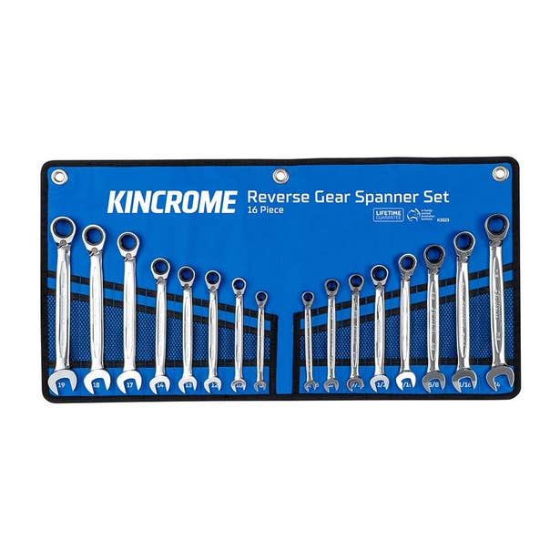 KINCROME Metric & Imperial Reversible Gear Spanner Set - 16 Piece K3023