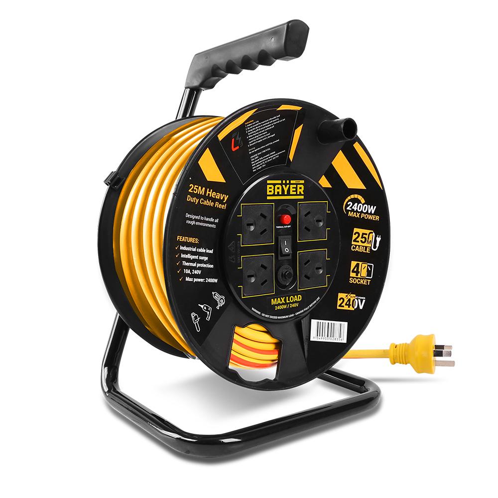Bayer B25E 25m 10A 4 Socket Heavy Duty Cable Reel