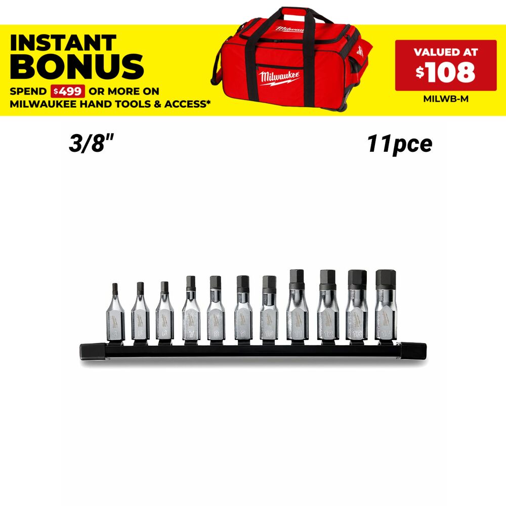 Milwaukee 48229543 11pce 3/8” Drive Metric Hex Bit Socket Set