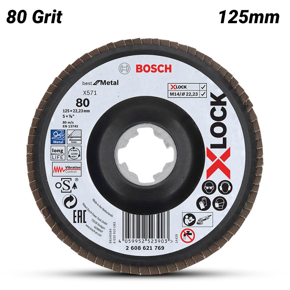Bosch X-LOCK,BFM,125,G80 (2.608.621.769) 125mm (5") 80 Grit X-Lock Flap Disc