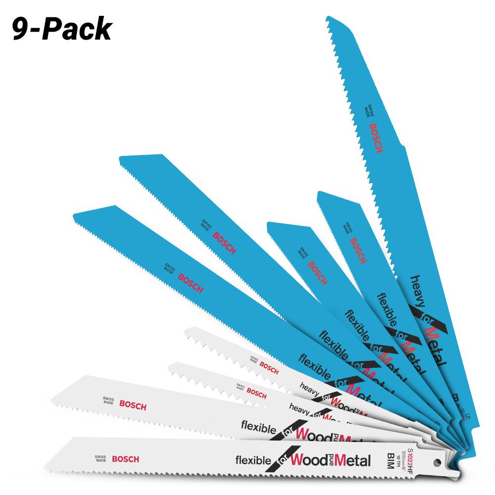Bosch RB -  9ER SET (2.607.010.670) 9-Pack Flexible Metal & Wood & Metal Reciprocating Saw Blades