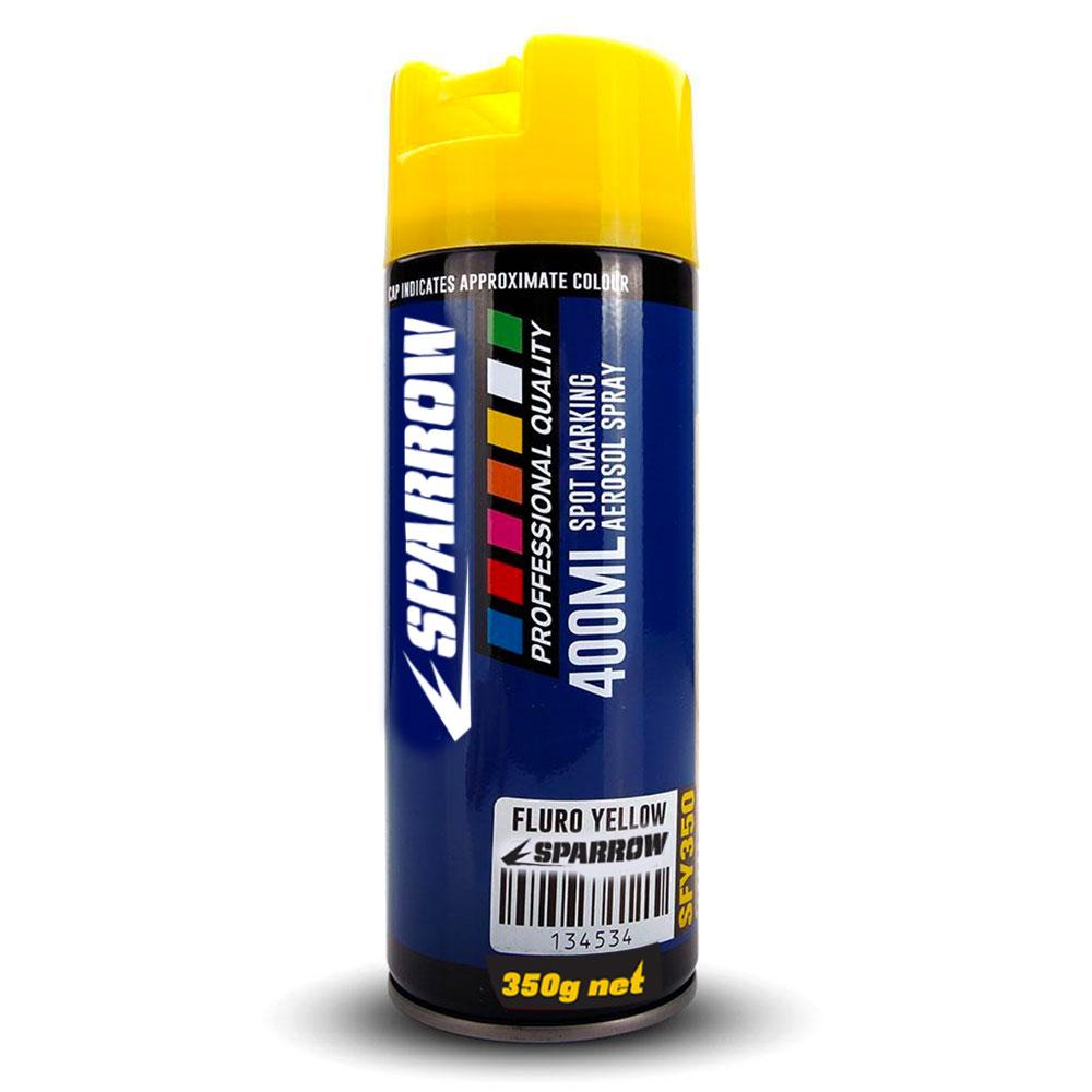 Sparrow SFY350 350g 400ml Fluro Yellow Spot Marking Spray Paint (Single Can)