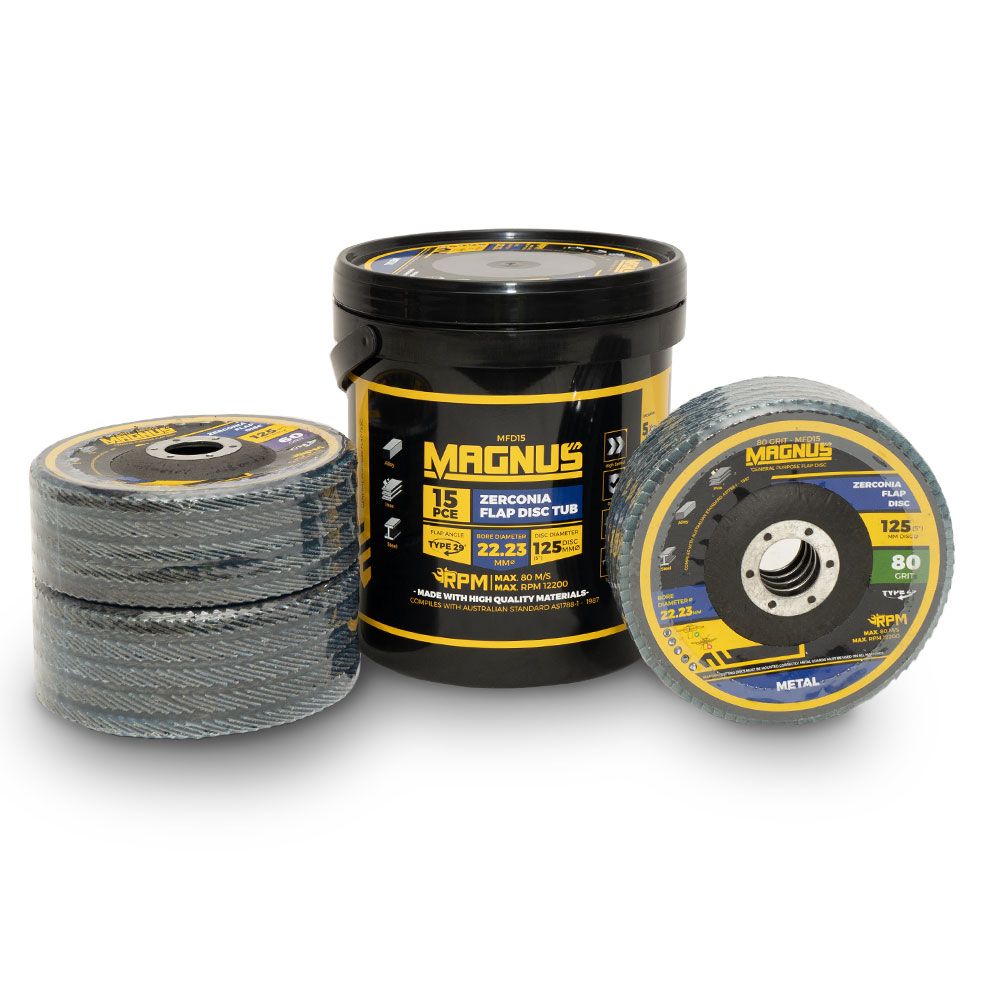 MAGNUS MFD15 15Pk 125mm Flap Disc Zirconia Tub
