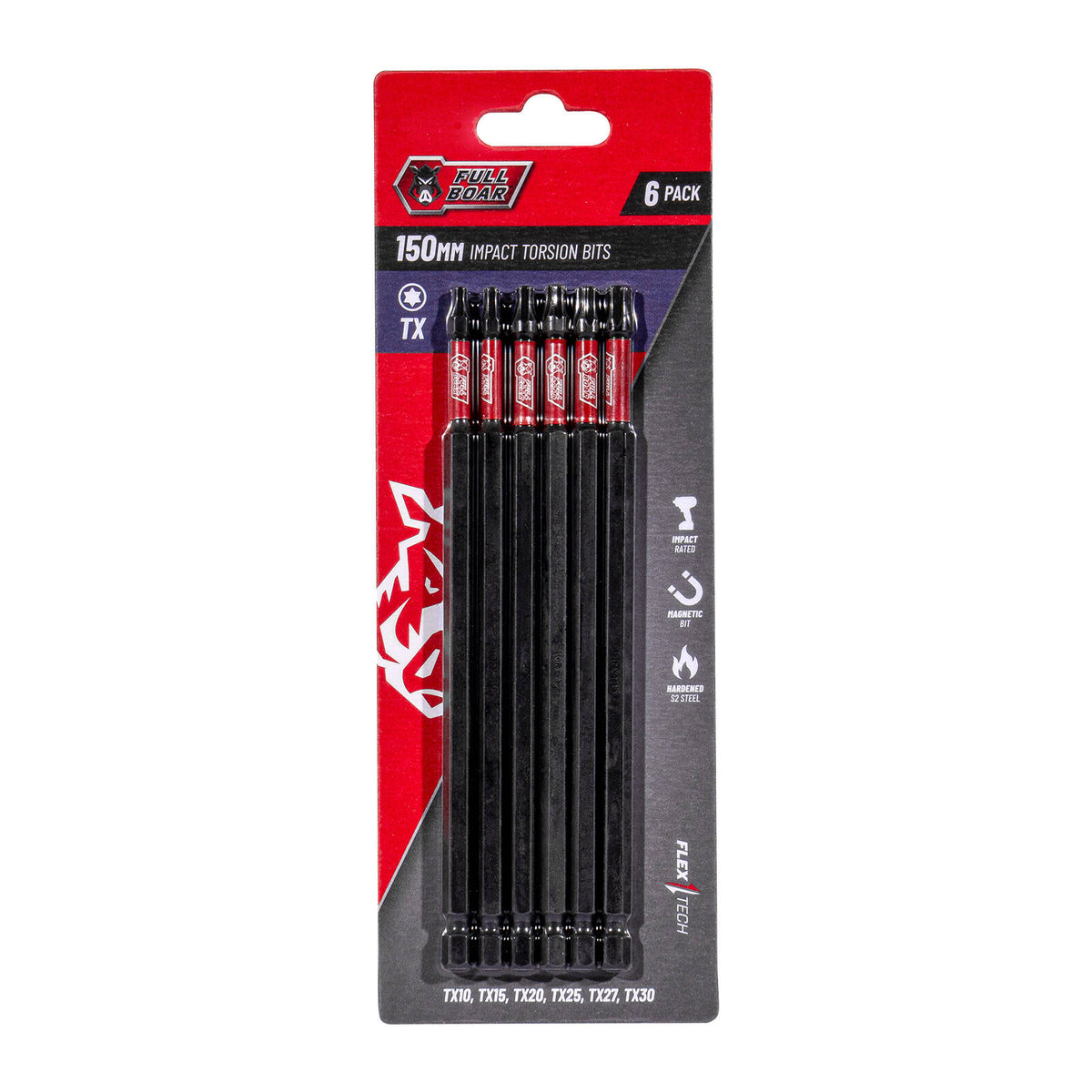 Full Boar TX x 150mm Impact Torsion Bits Set - 6 Pack