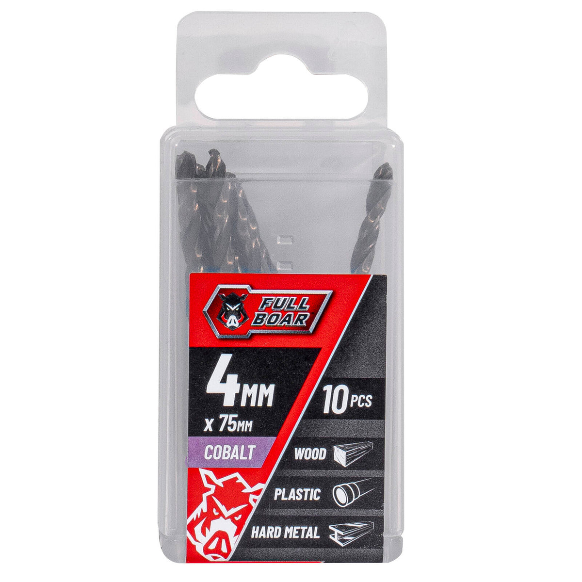 Full Boar 4mm M35 Cobalt Drill Bit - 10 Pack