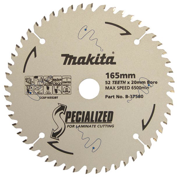 MAKITA 165mm 52T TCT Circular Saw Blade for Laminate Cutting - SPECIALIZED