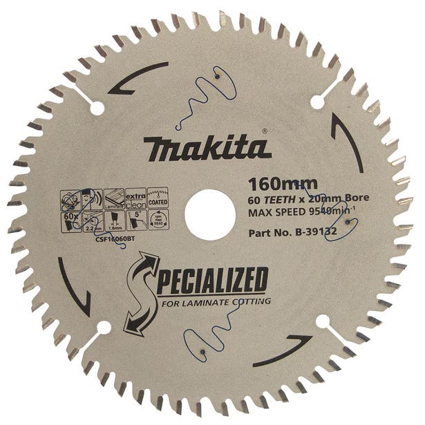 MAKITA 160mm 60T TCT Circular Saw Blade for Laminate Cutting - SPECIALIZED