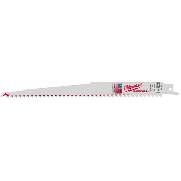 MILWAUKEE 230mm 5TPI Bi-Metal Reciprocating Saw Blade for Wood/Nail Cutting - THIN KERF - 5 Piece 48005036