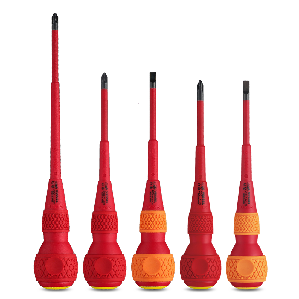 Vessel 2005PZPB 5pce Ball Grip Insulated VDE Screwdriver Set - MADE IN JAPAN