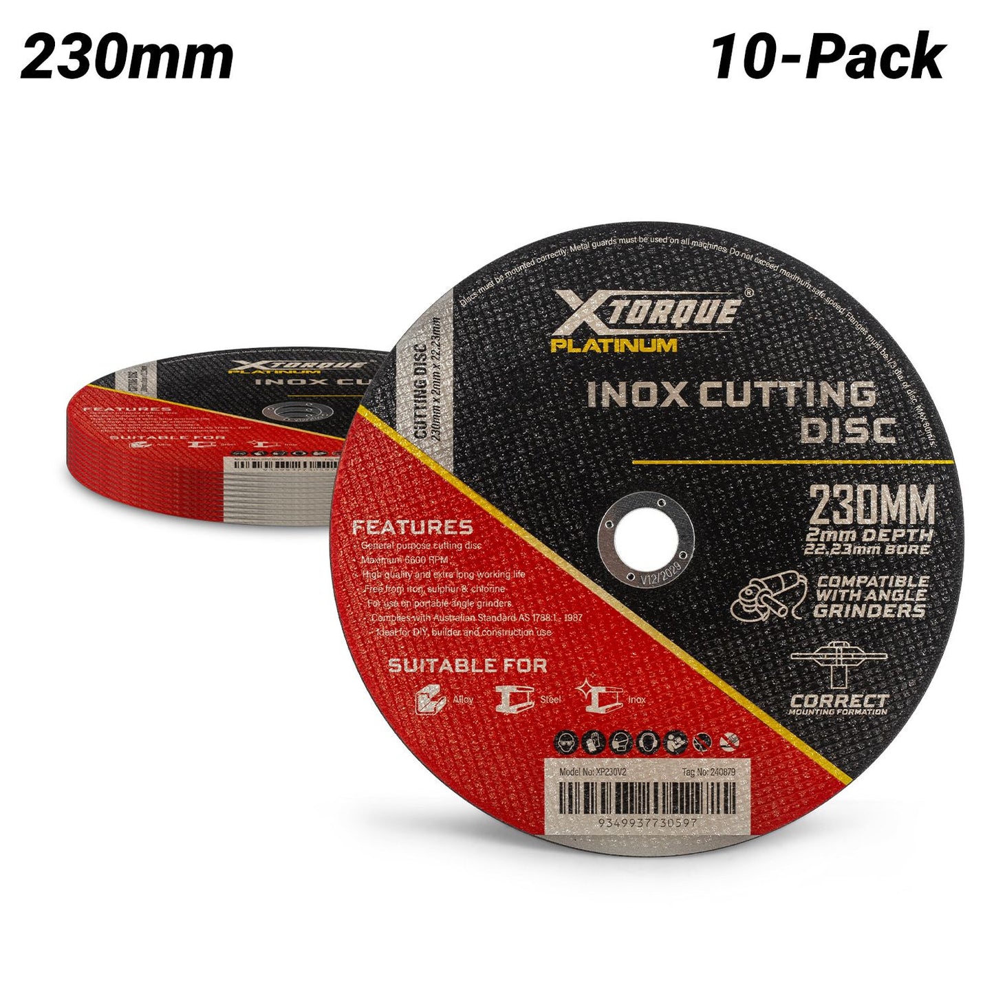 Xtorque XP230V2-10 Platinum 10-Pack 230mm x 2mm Inox Cutting Disc