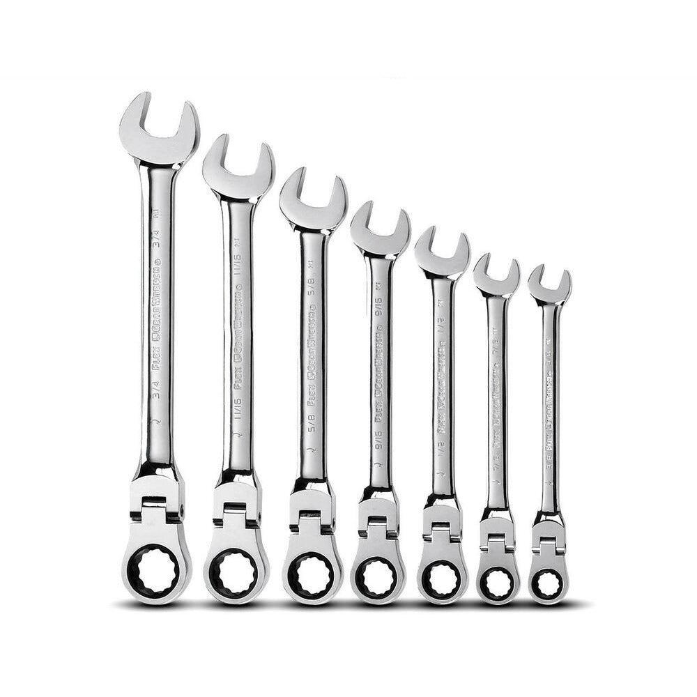 GEARWRENCH 9700 7pce 12 Point Imperial SAE Flex Head Ratcheting Combination Wrench Set