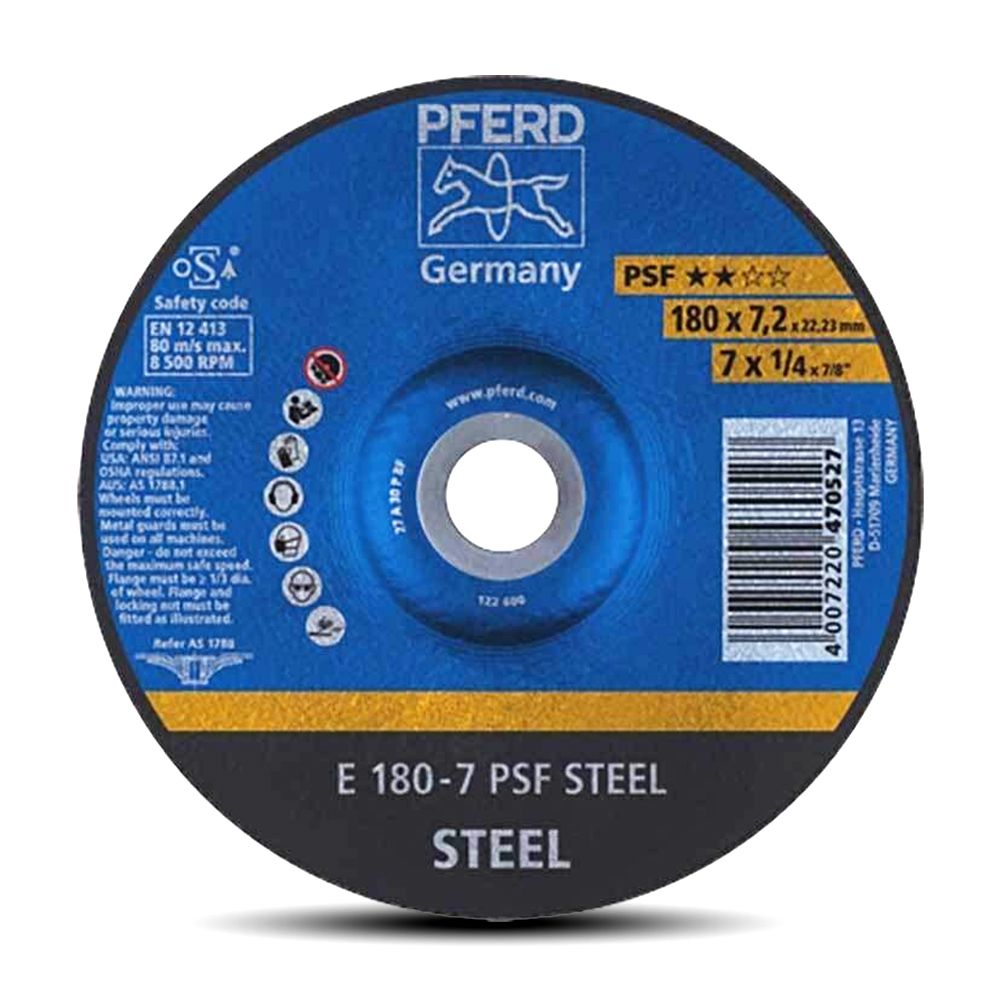 PFERD E180-7PSF (62017634) 180mm x 7mm Depressed Centre Grinding Wheel