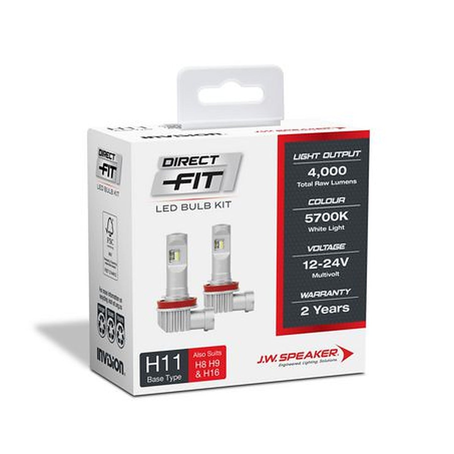 Speaker H11/9/8/16 LED Direct Fit Bulb Kit 12/24V 5700K 999011