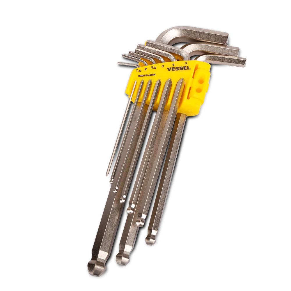 Vessel 8409BP 9pce Metric Hex Key Ball Point Wrench Set - MADE IN JAPAN