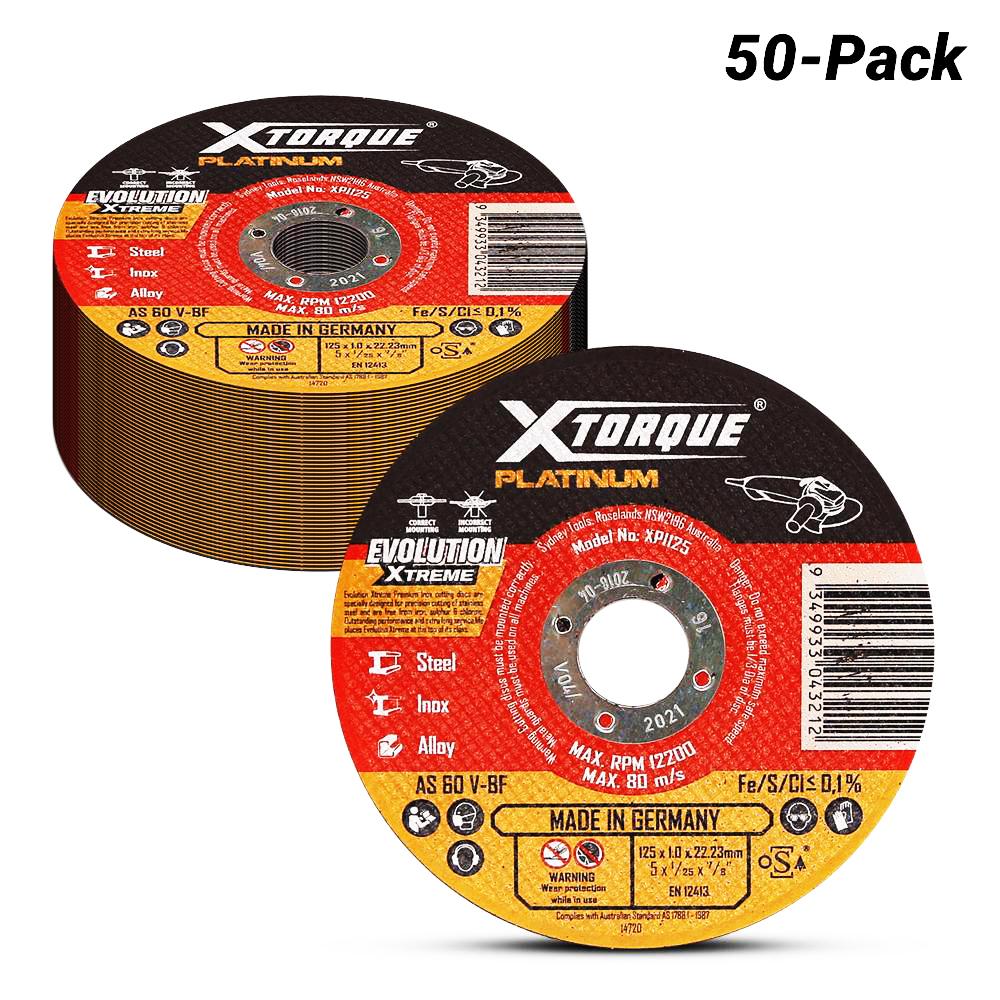 Xtorque XPI125-50 Platinum 50-Pack 125mm (5") 1.0mm Platinum Inox Cutting Disc - MADE IN GERMANY