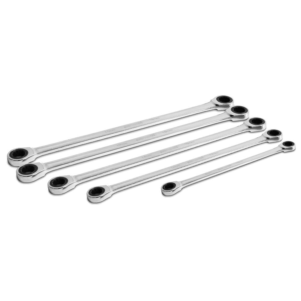 Daytona D5PELM 5pce Metric 72-Tooth Extra Long Ratcheting End Ring Spanner Set