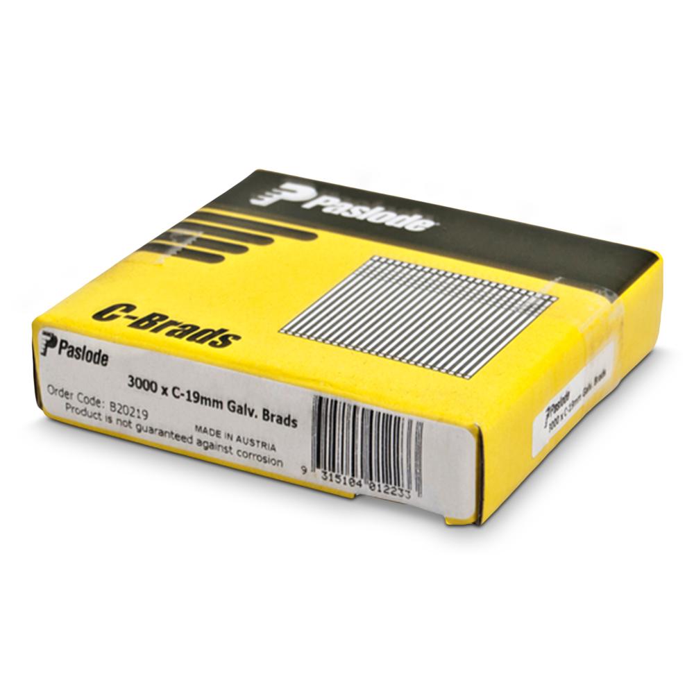 Paslode B20219 3000-Pack C Series 19mm 16 Gauge Galvanised Brad Nails
