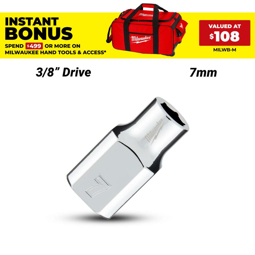 Milwaukee 45349077 3/8’’ Drive 7mm Metric 6-Point Standard Socket
