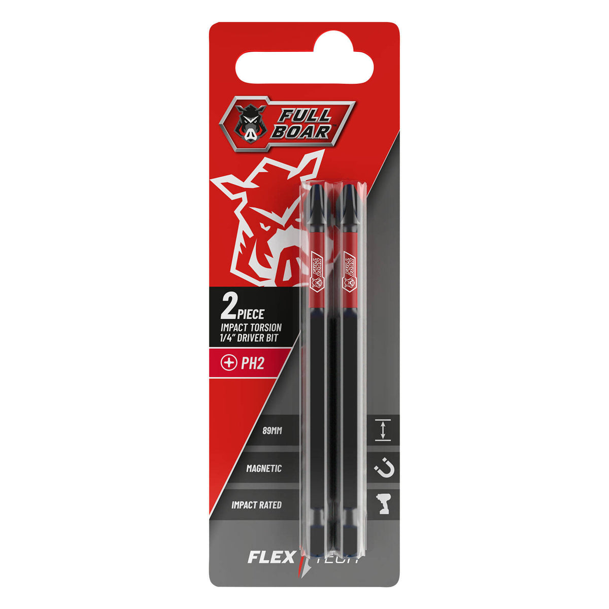 Full Boar PH2 x 89mm Impact Torsion Bit - 2 Pack