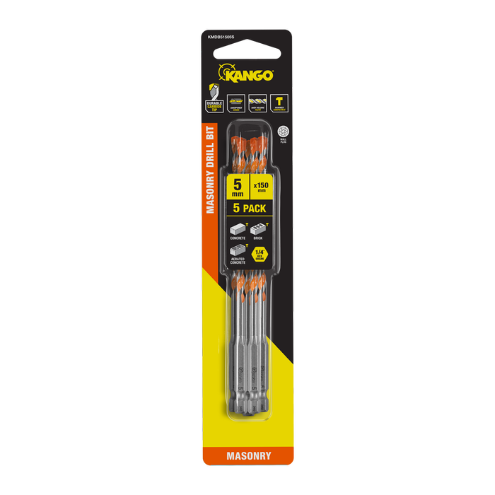 Kango 5 x 150mm 1/4" Masonry Drill Bit - 5 Pack