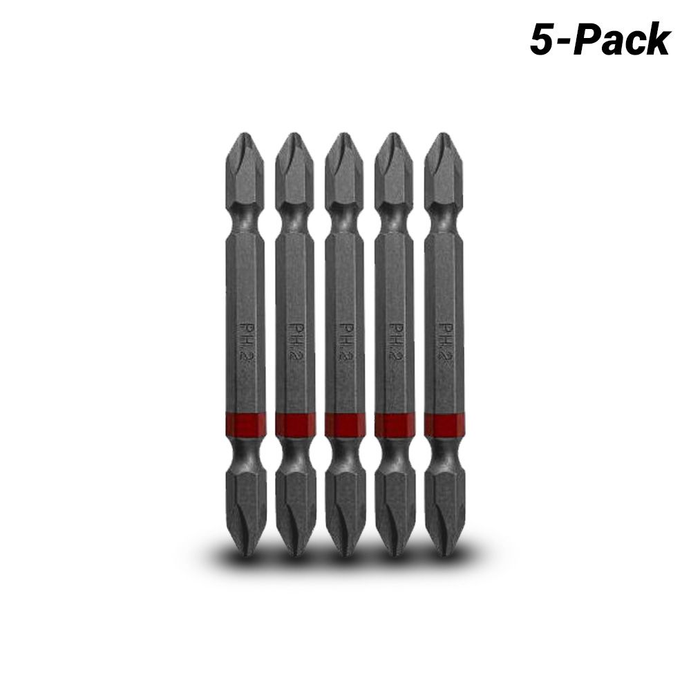 Wattmaster WAT91002D 5-Pack 75mm Phillips No 2 Double Ended Magnetic Power Bit