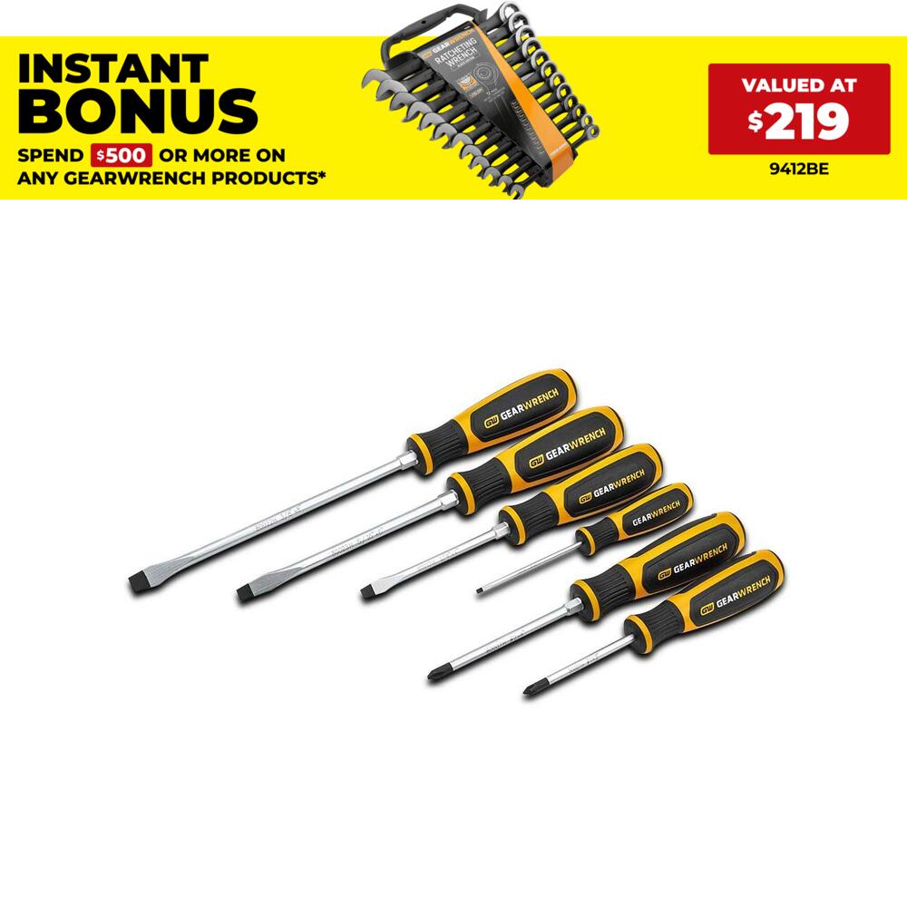 GEARWRENCH 80050H 6pce Phillips/Slotted Dual Material Screwdriver Set