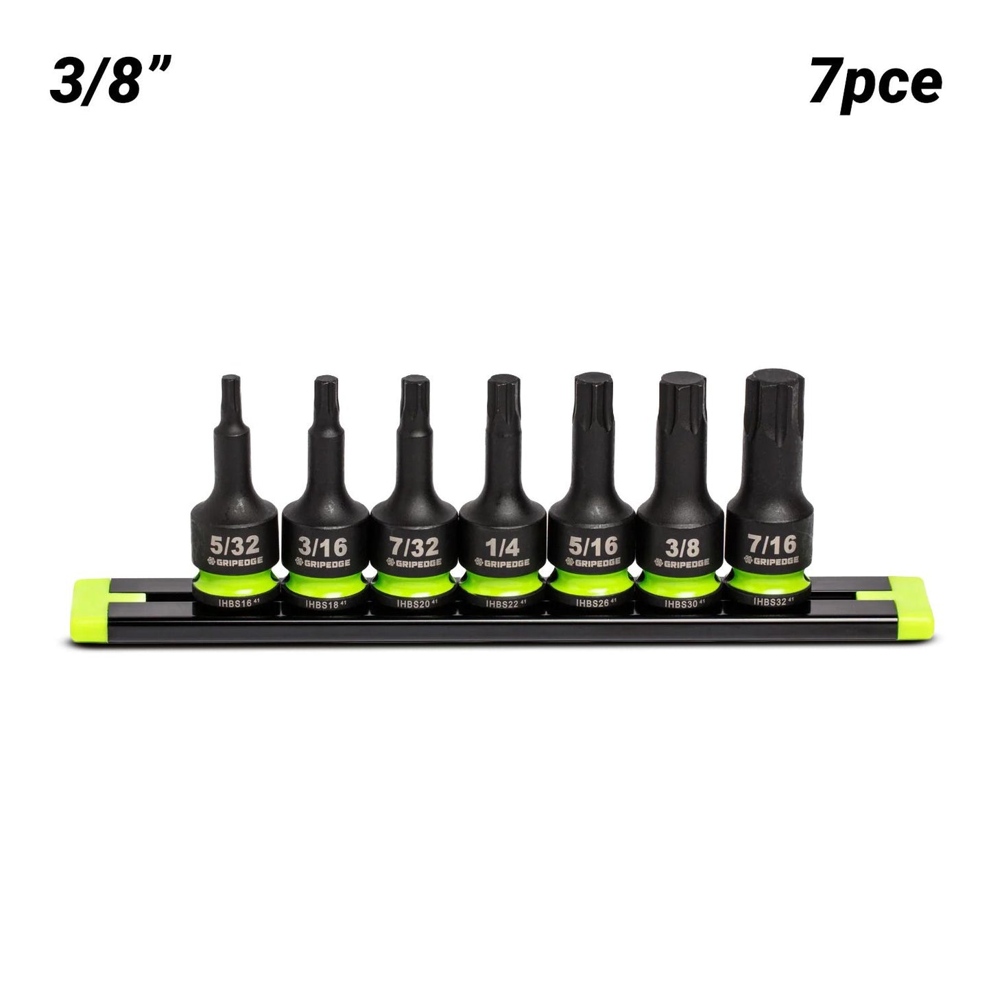 GRIPEDGE  IHBS7S 7pce 3/8" Drive Short SAE Impact HEX Driver Set