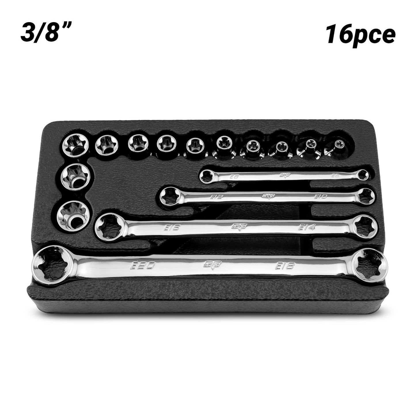 SP Tools SP20210 16pce 3/8" Drive E-Torx Socket & Spanner Set