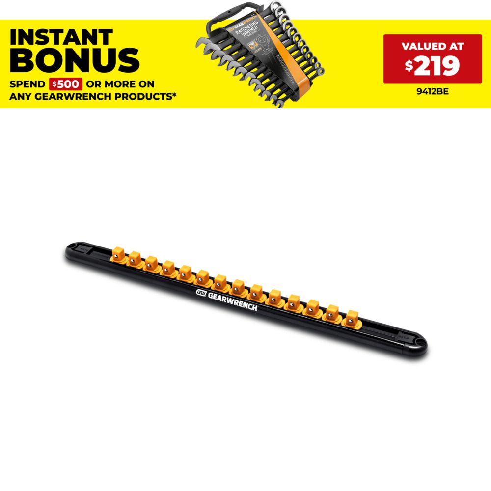 GEARWRENCH 83127 3/8" Drive Magnetic Socket Rail Includes 14 Clips