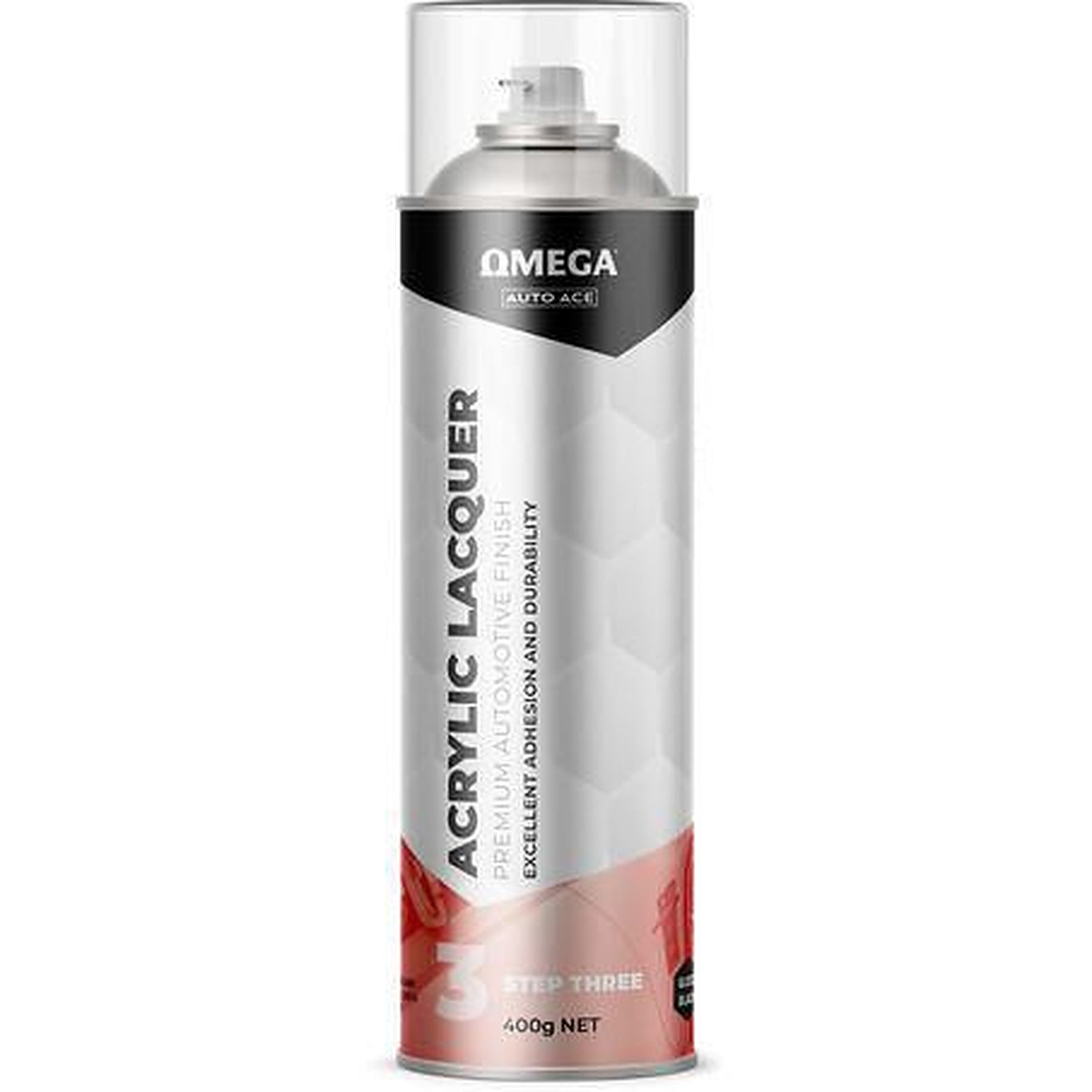 Omega Acrylic Lacquer Gloss Black Spray 400g AA-ALGB400G