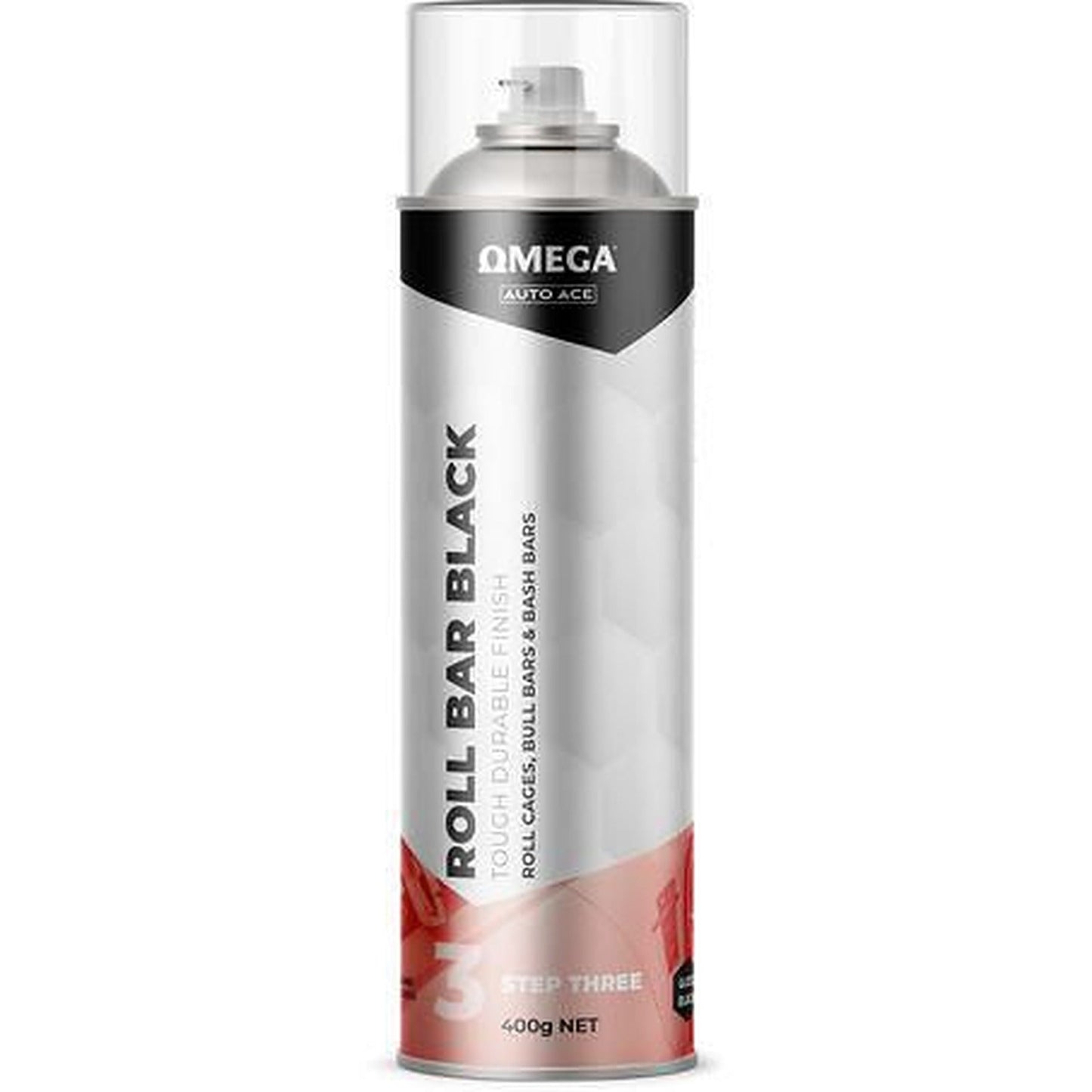 Omega Roll Bar Paint Low Gloss Black Spray 400g AA-RBSB400G