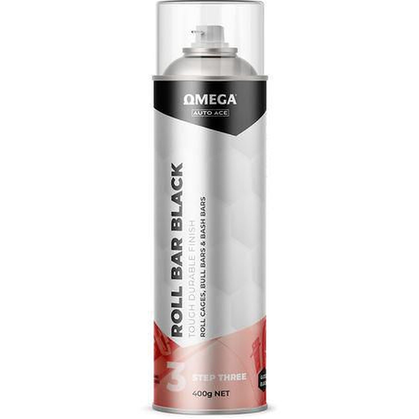 Omega Roll Bar Paint Low Gloss Black Spray 400g AA-RBSB400G