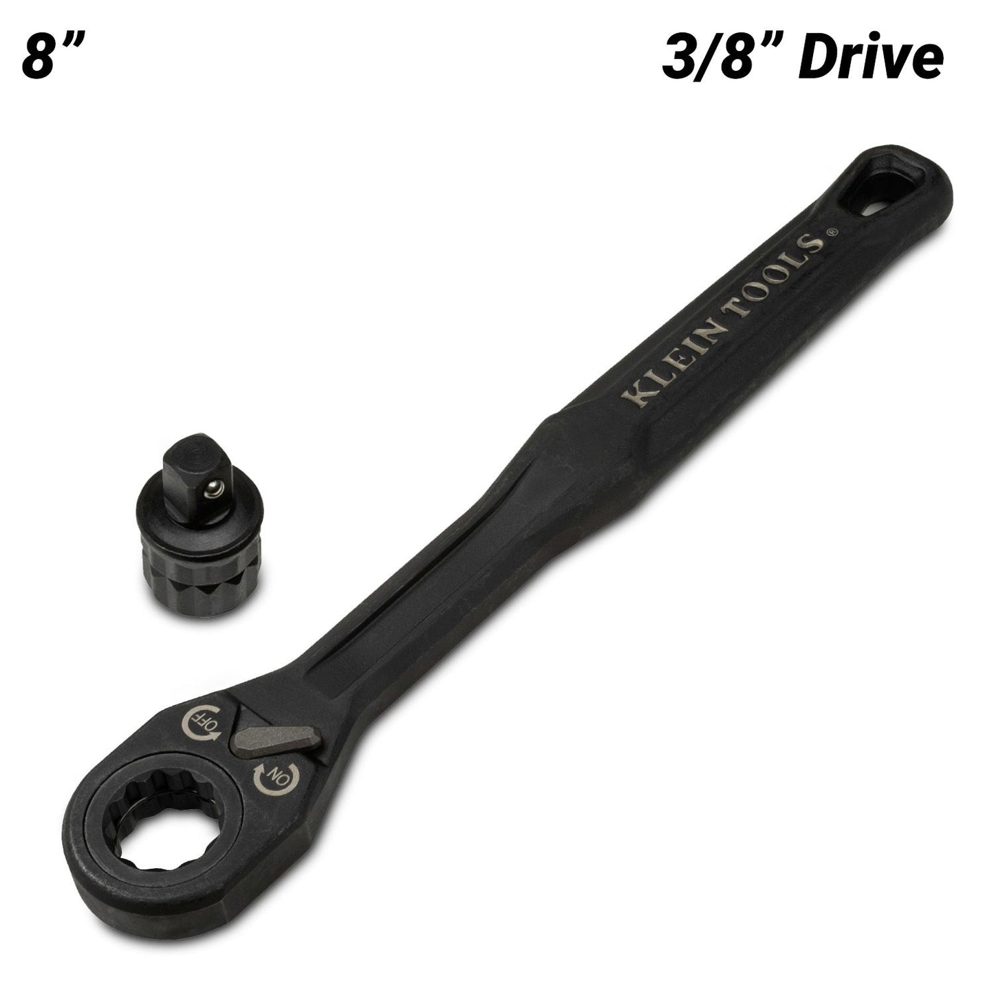 Klein A-65408ADP 8" KNECT Pass Through Ratchet (M) and 3/8" Drive Socket Adapter Set