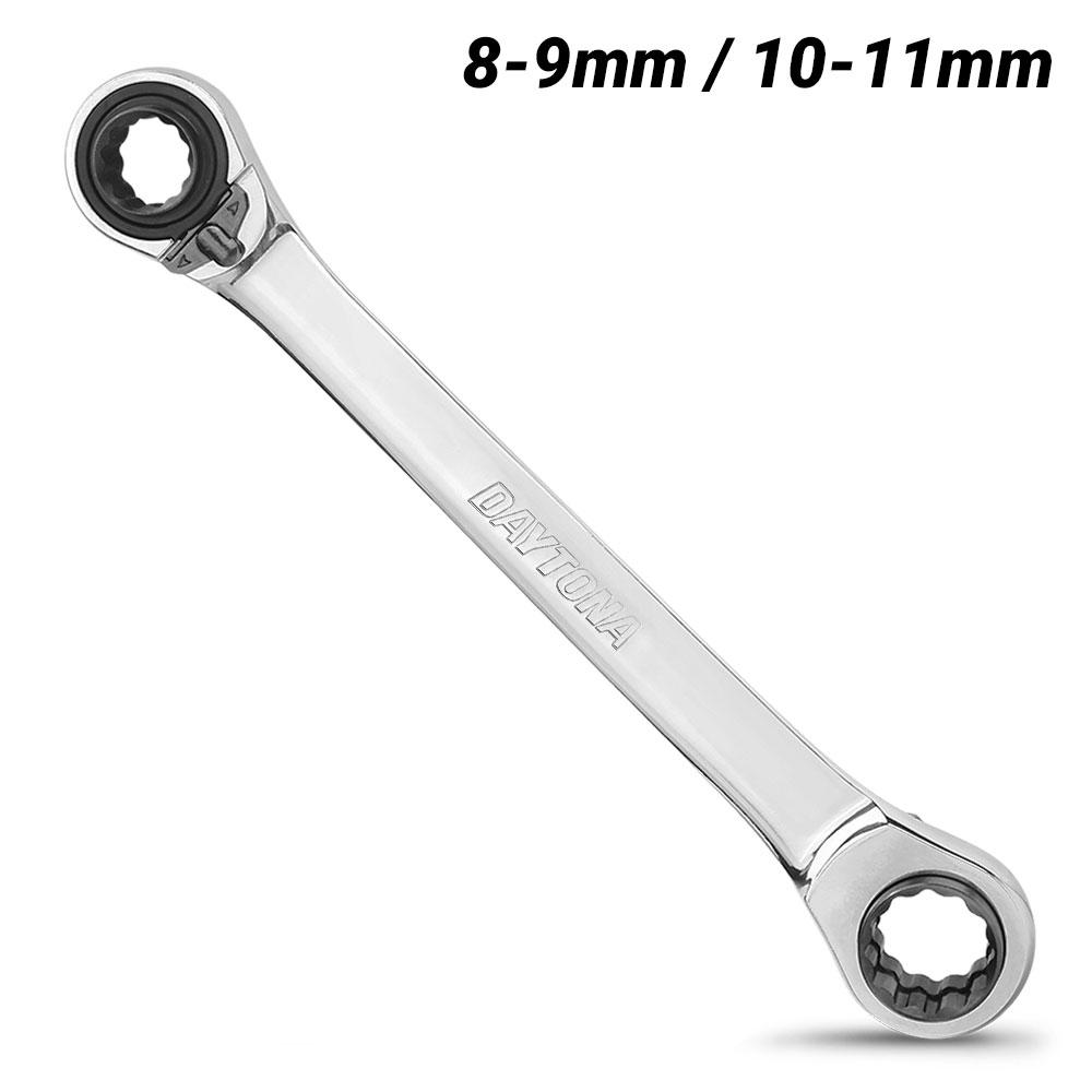 Daytona D418 8-9mm / 10-11mm Metric 4-In-1 72-Tooth Reversible Ratcheting Spanner