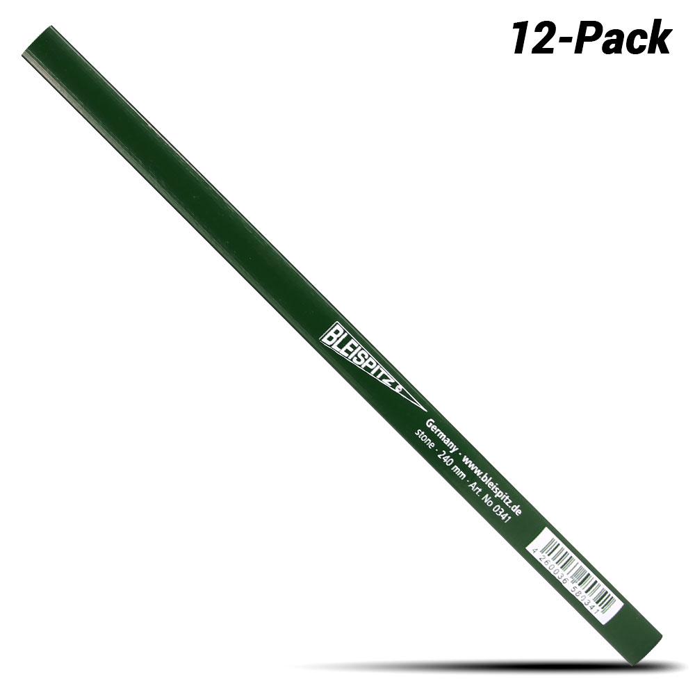 Bleispitz 0334 12-Pack 10H 240mm Flat Oval Green Carpenter Pencils - MADE IN EUROPE