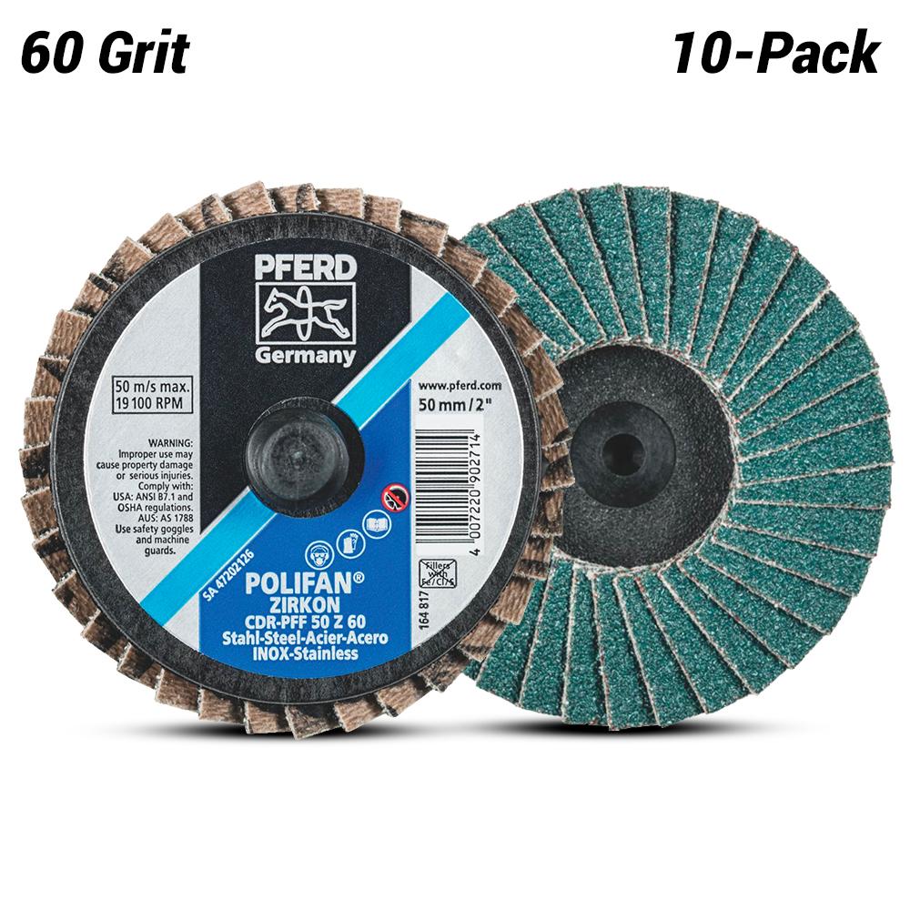 PFERD 47202126 10-pack 50mm (2") 60 Grit CombiDisc Polyfan Zirconia Alumina Z Flap Disc
