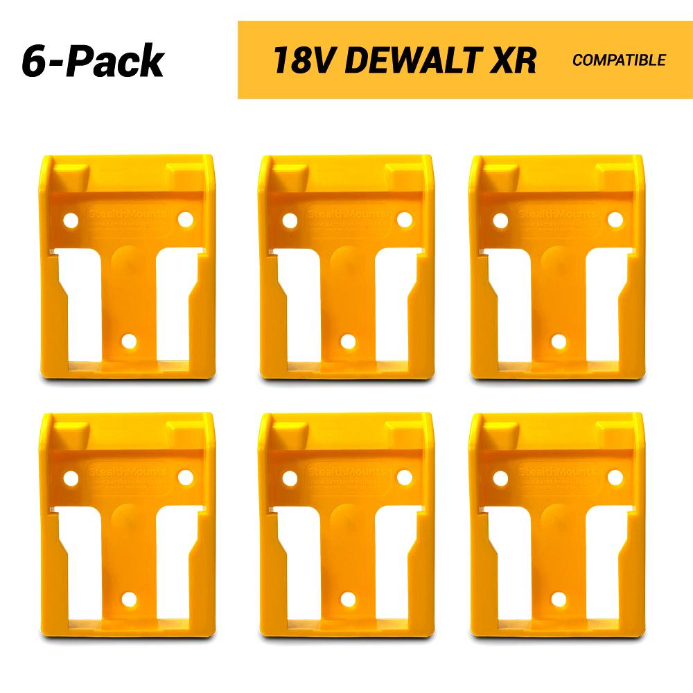 StealthMounts BM-DW20-YLW-6 18V Dewalt XR 6-Pack Yellow Battery Mounts
