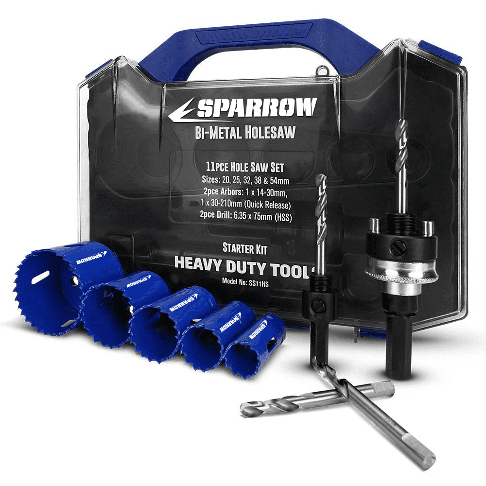 Sparrow SS11HS 11pce Professional Grade Bi-Metal Holesaw Starter Apprentice Kit