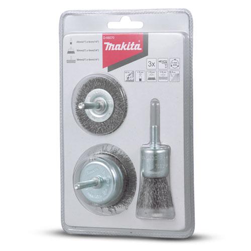 Makita D-66070 3pce 6mm Wire Brush Set