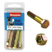 Champion Hex Bolt & Nut High Tensile 1/4in x 3in UNC Grade 5 BC14