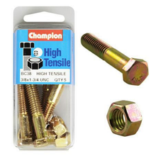 Champion Hex Bolt & Nut High Tensile 3/8in x 1 3/4in UNC Grade 5 BC38