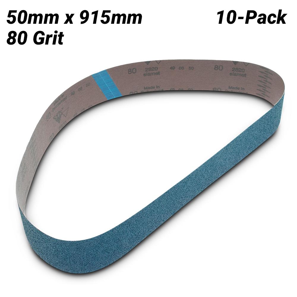 Sia Abrasives F03E007M0S 10-Pack 50mm x 915mm P80 Zirconia Alumina Sanding Belt