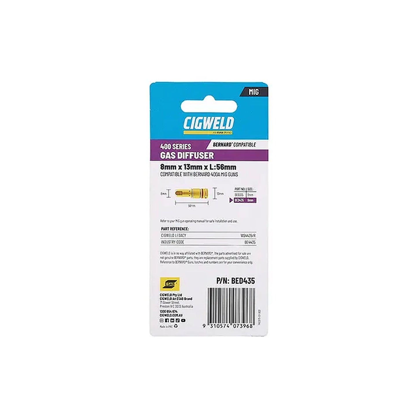 Cigweld BE 4 Short Diffuser 35 — 2 Pack BED435