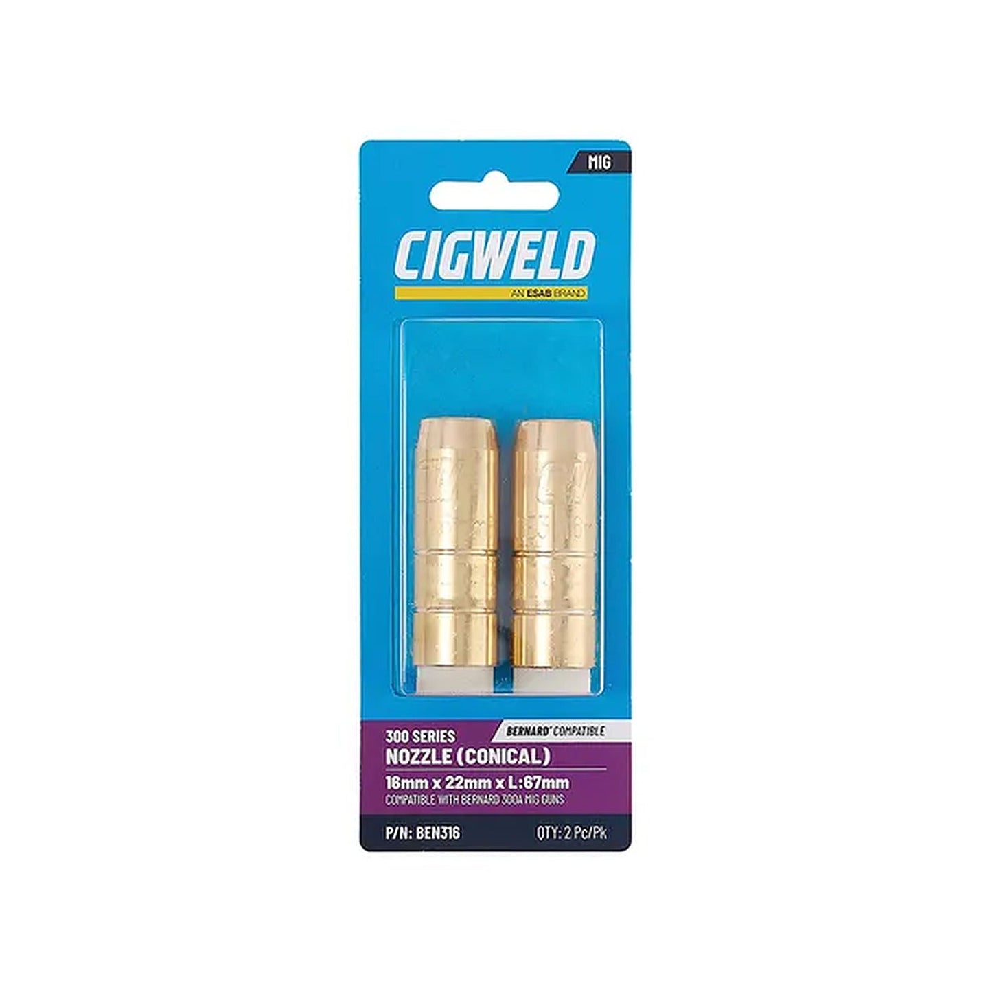 Cigweld BE 3 Nozzle 16mm — 2 Pack BEN316
