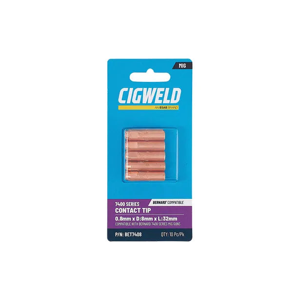Cigweld BE 74 Short Tip 0.8mm — 10 Pack BET7408